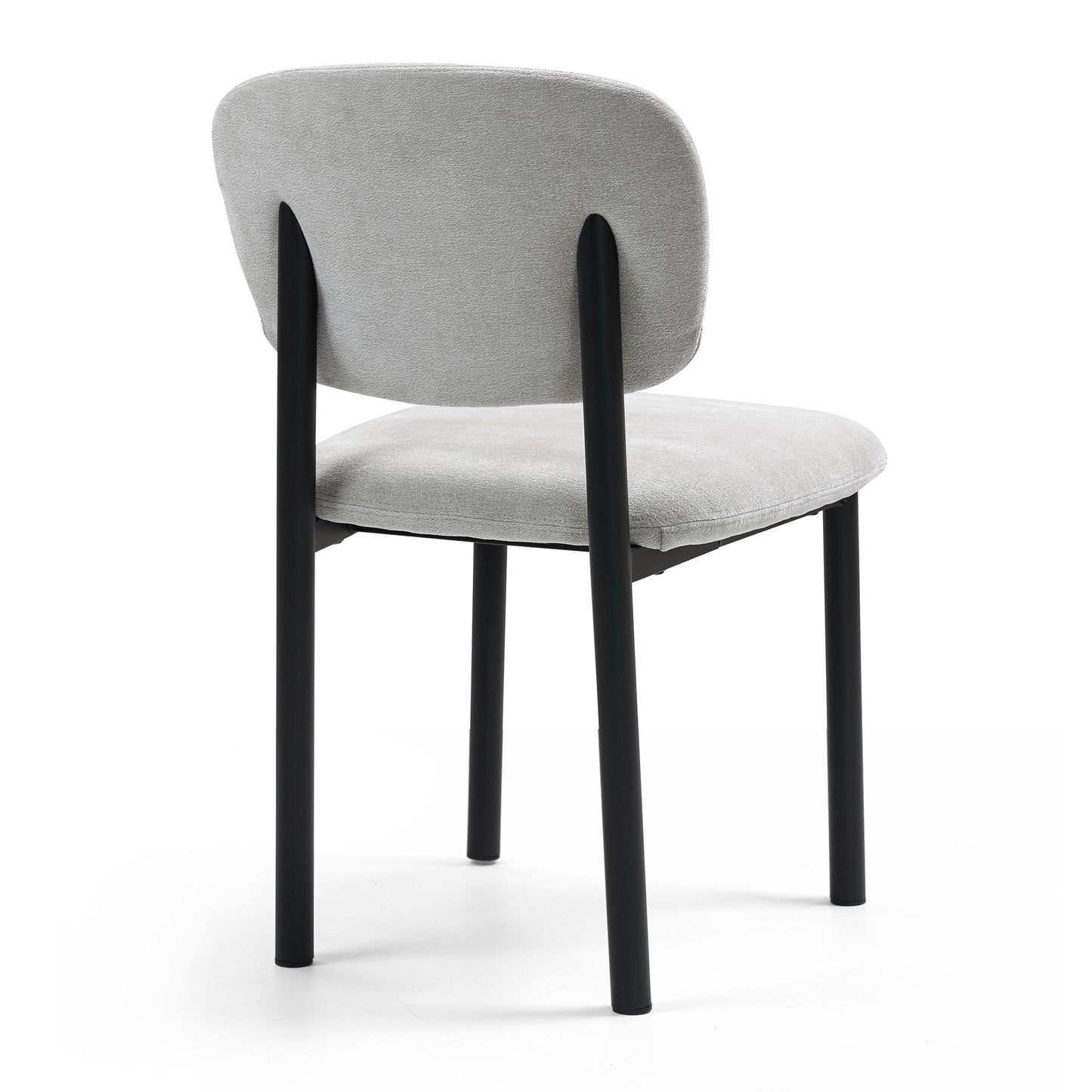 Set of 2 Beren Beige Upholsterd Fabric Dining Chair with Iron Legs