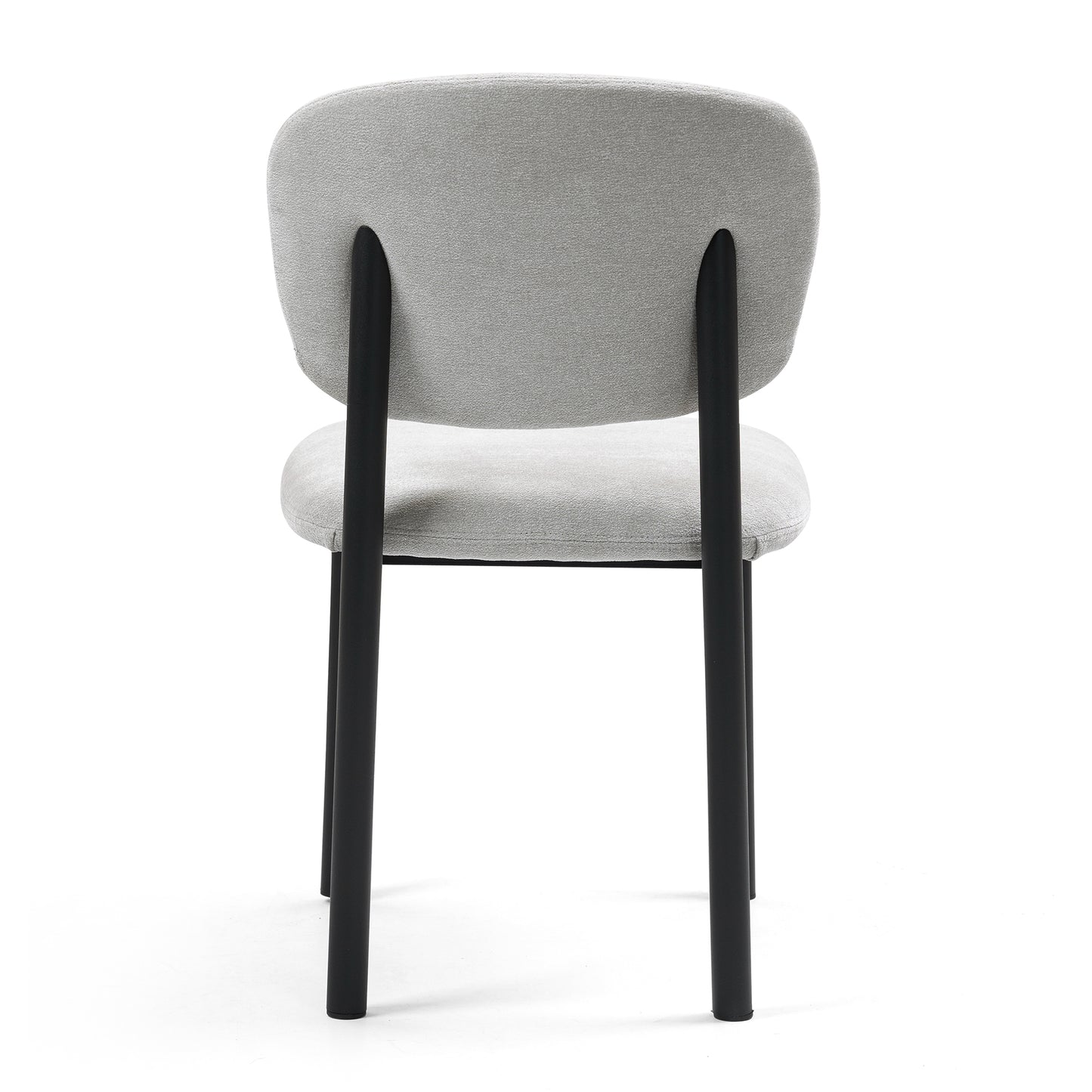 Set of 2 Beren Beige Upholsterd Fabric Dining Chair with Iron Legs