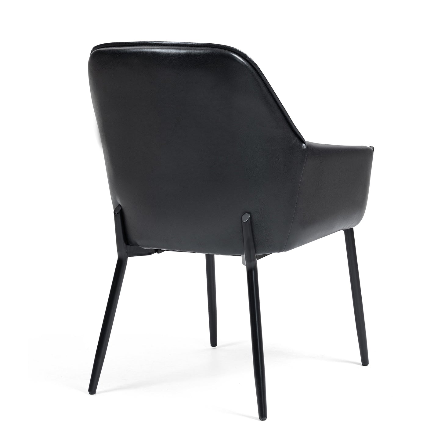 Set of 2 Berenice Black Faux Leather Upholstered Dining Chair with Black Iron Legs