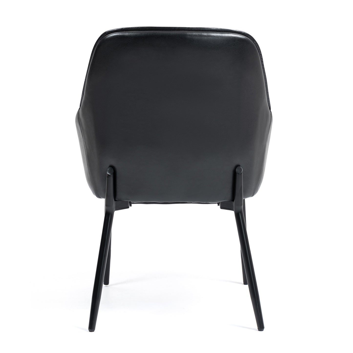Set of 2 Berenice Black Faux Leather Upholstered Dining Chair with Black Iron Legs