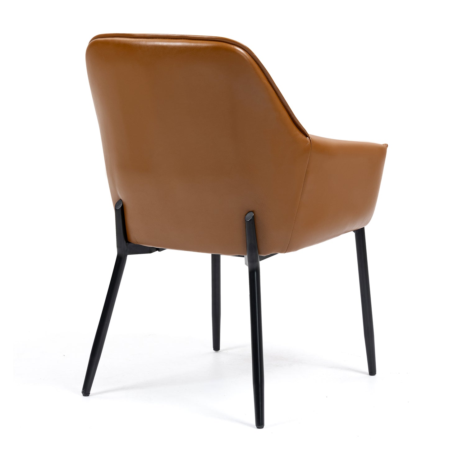 Set of 2 Berenice Light Brown Faux Leather Upholstered Dining Chair with Black Iron Legs