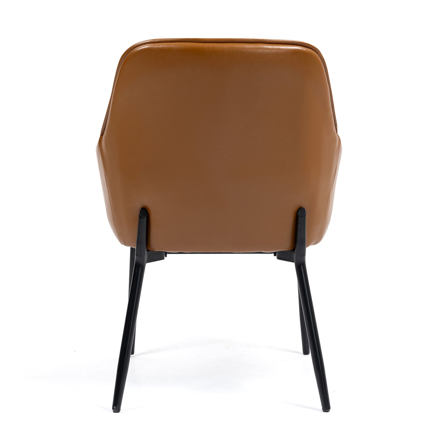 Set of 2 Berenice Light Brown Faux Leather Upholstered Dining Chair with Black Iron Legs