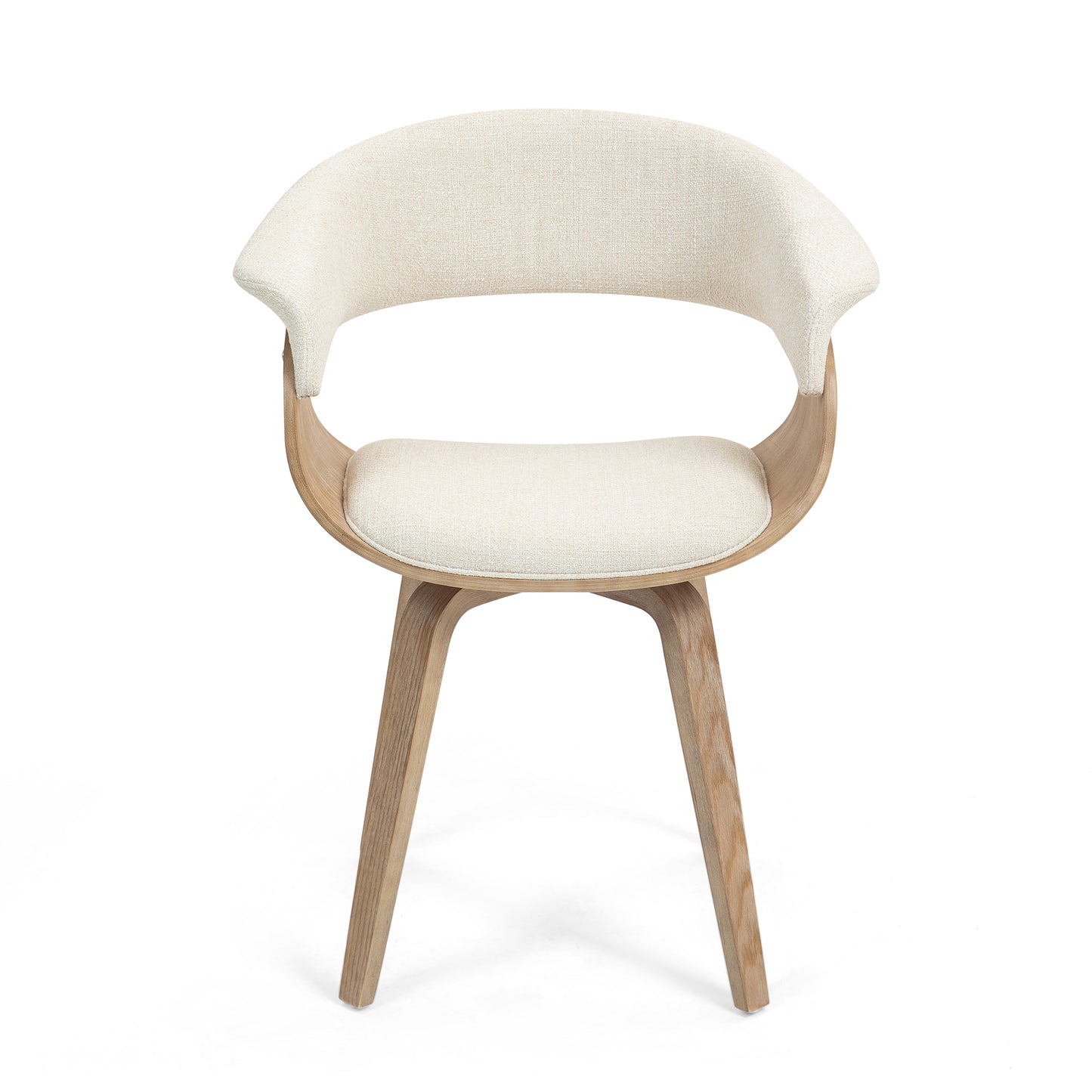 Berkeley Beige Upholstered Fabric Dining Chair with Natural Wood Accent Legs