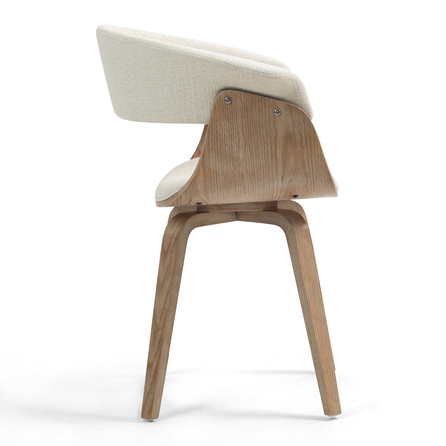 Berkeley Beige Upholstered Fabric Dining Chair with Natural Wood Accent Legs