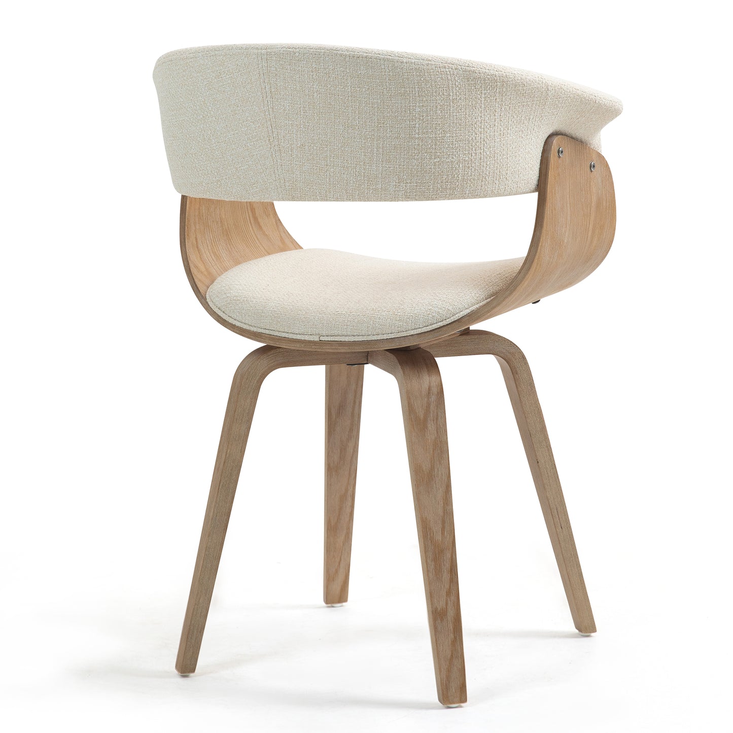 Berkeley Beige Upholstered Fabric Dining Chair with Natural Wood Accent Legs