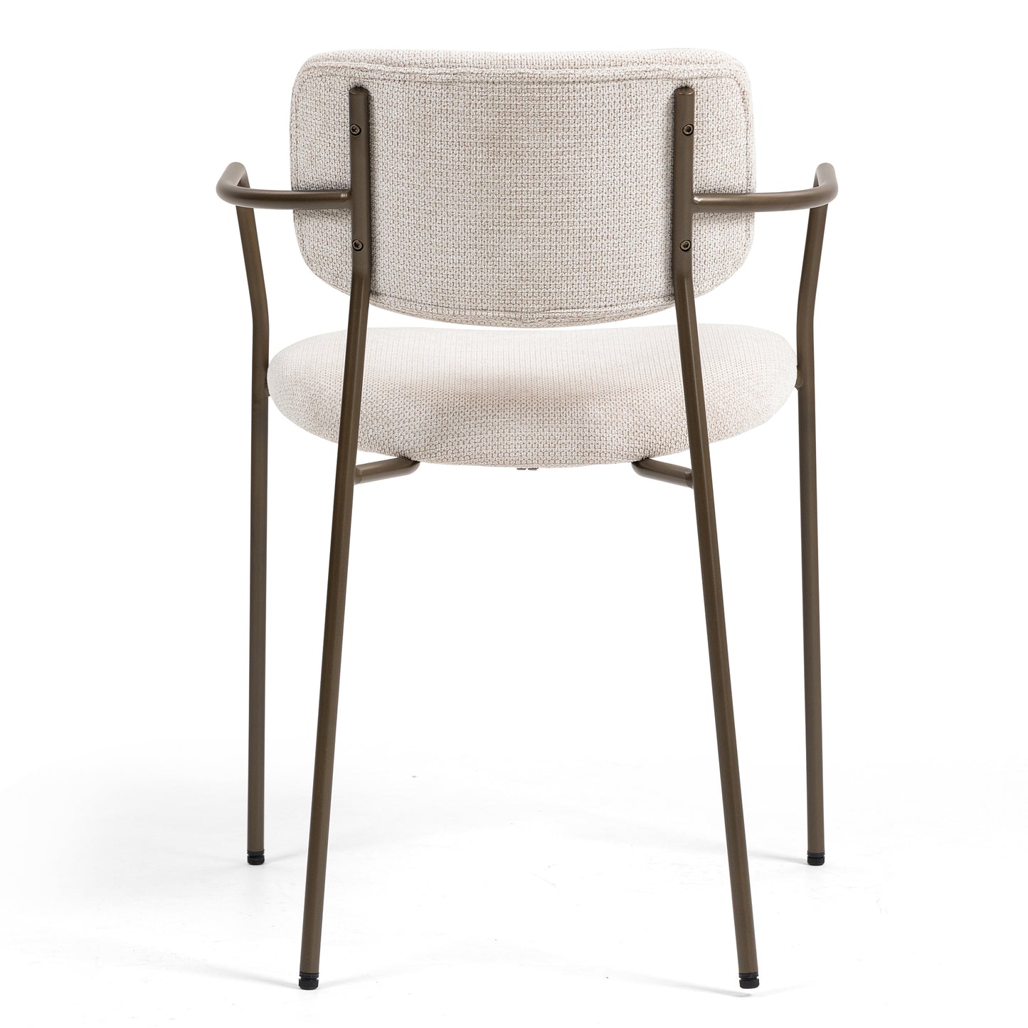 Set of 2 Bernard Beige Washed Woven Fabric Dining Chair with Iron Arms and Legs