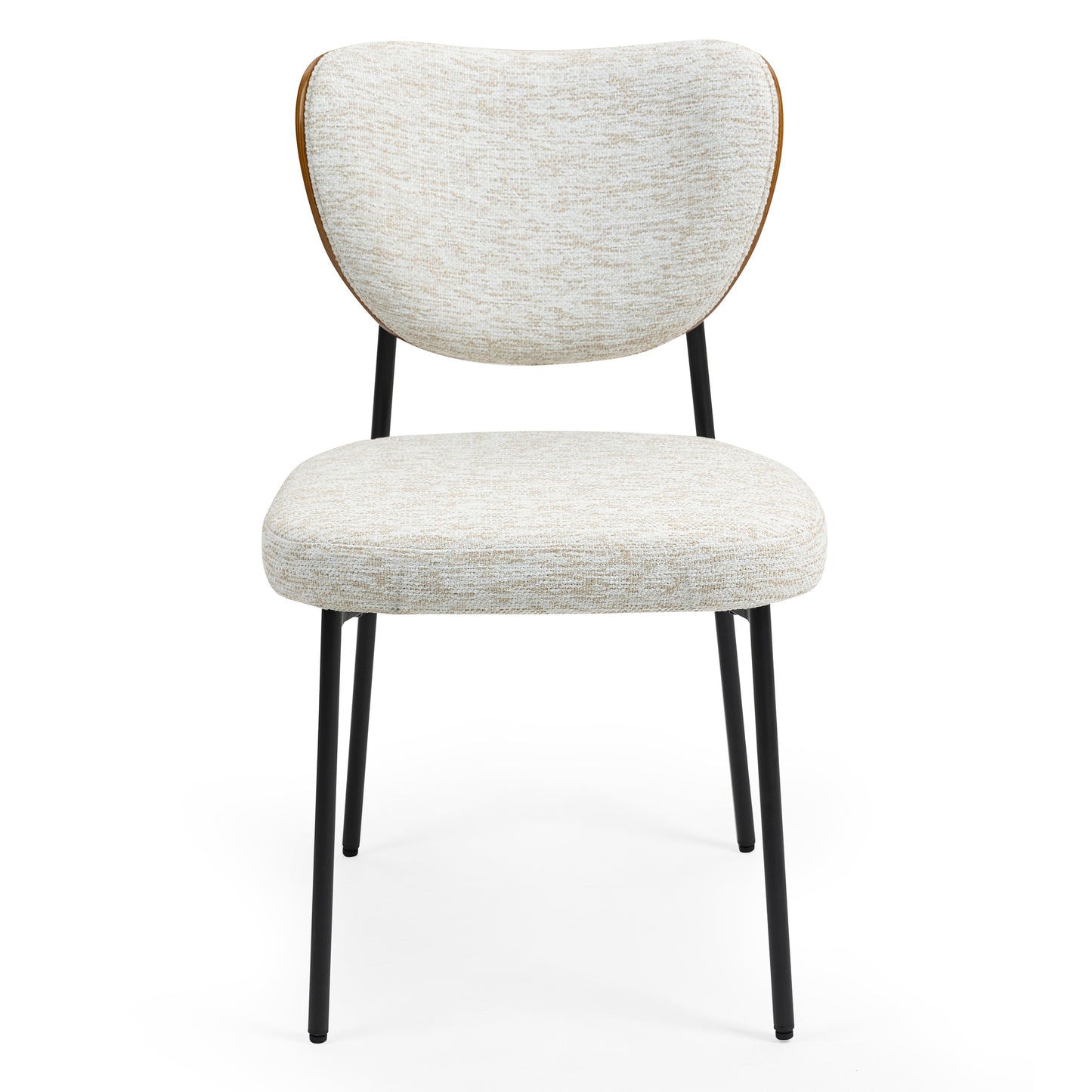 Set of 2 Bethel Beige Washed Woven Fabric Dining Chair with Black Metal Legs