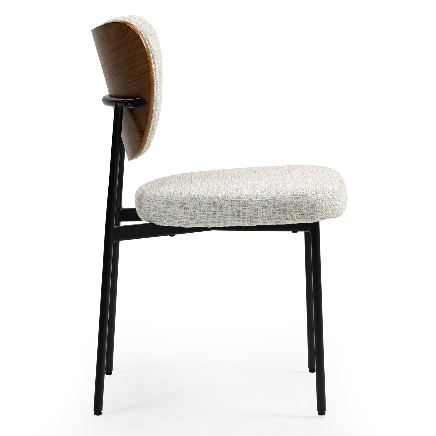 Set of 2 Bethel Beige Washed Woven Fabric Dining Chair with Black Metal Legs