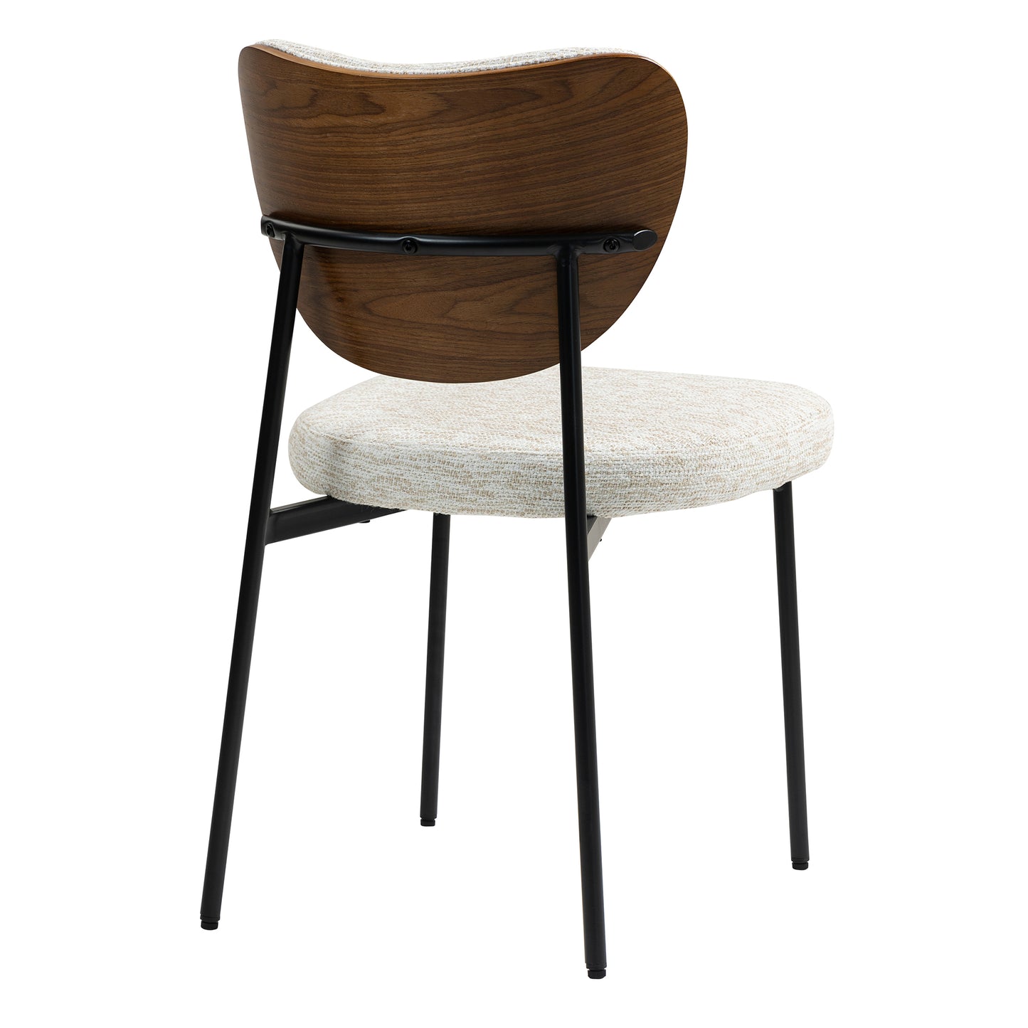 Set of 2 Bethel Beige Washed Woven Fabric Dining Chair with Black Metal Legs