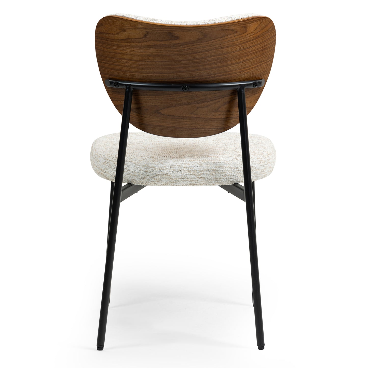 Set of 2 Bethel Beige Washed Woven Fabric Dining Chair with Black Metal Legs