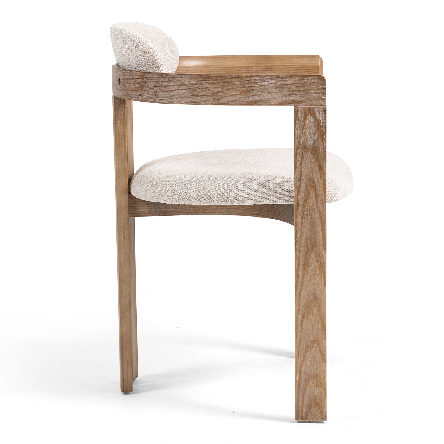 Set of 2 Berne Beige Washed Fabric Dining Chair with Natural Wood Arms and Legs