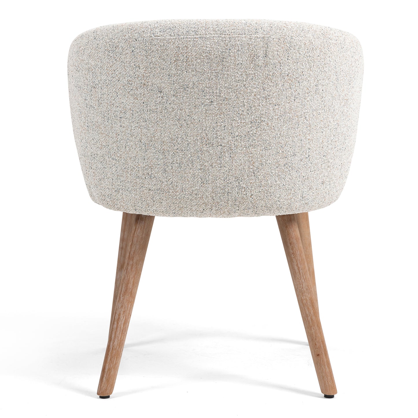 Set of 2 Bernice Beige Washed Boucle Fabric Dining Chair with Natural Wood Arms and Legs