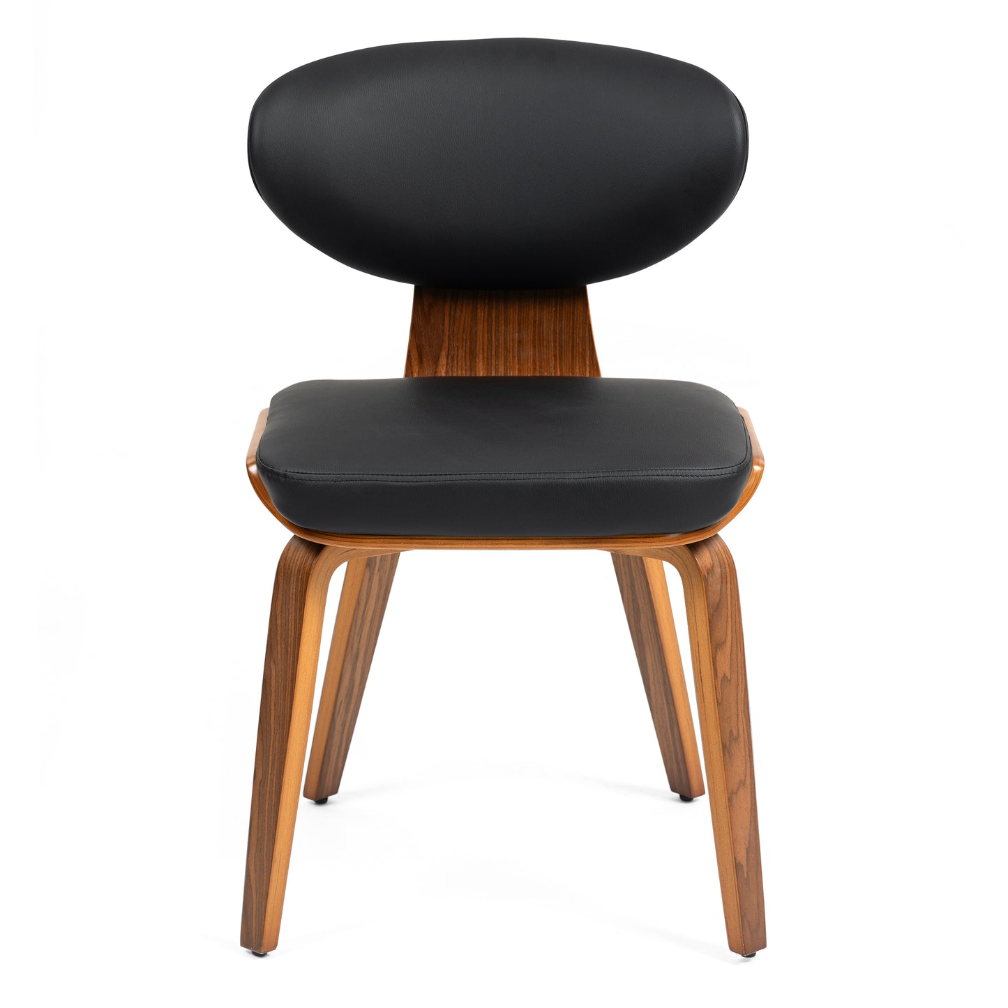 Set of 2 Bettina Black Faux Leather Dining Chair with Walnut Finish Wood Legs