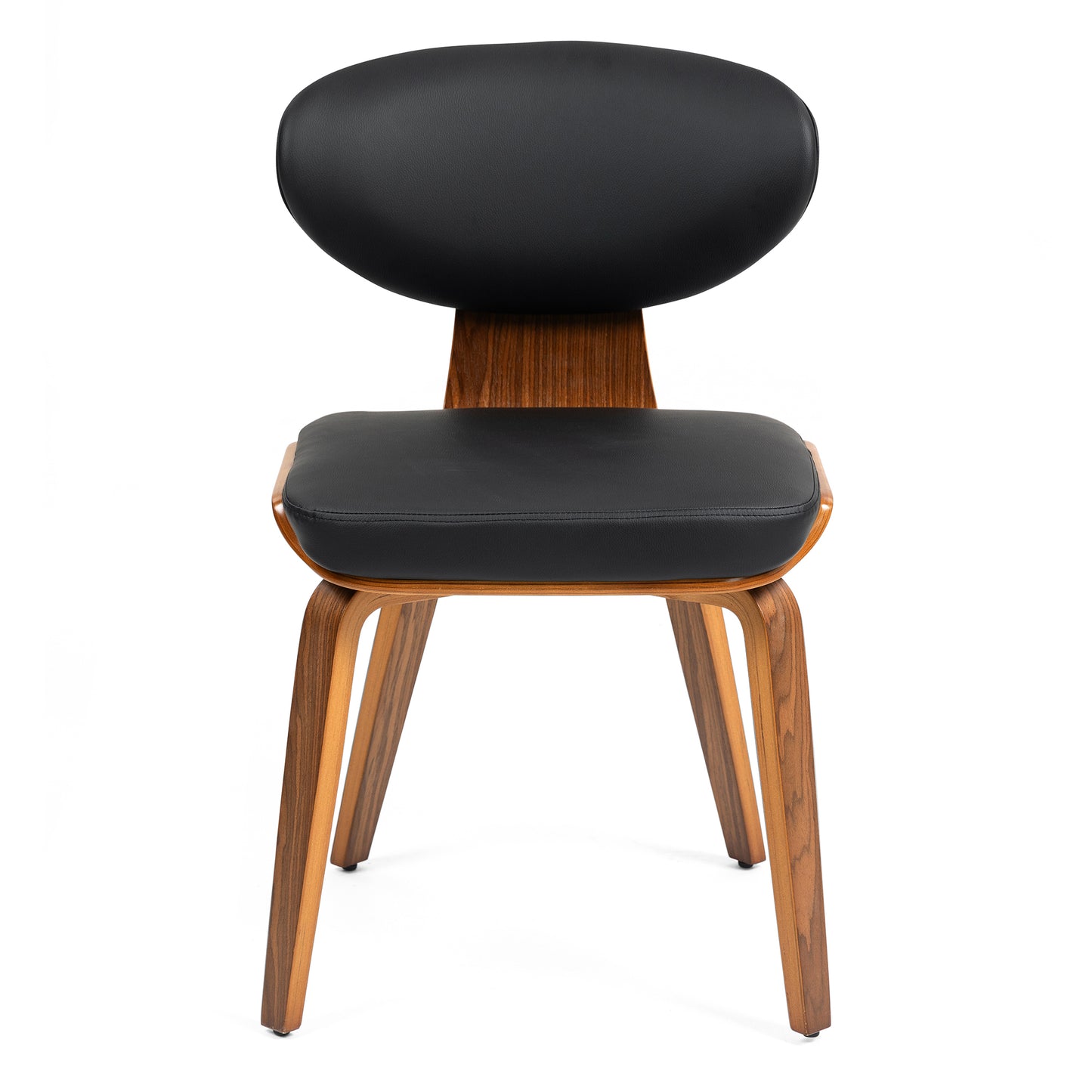 Set of 2 Bettina Black Faux Leather Dining Chair with Walnut Finish Wood Legs