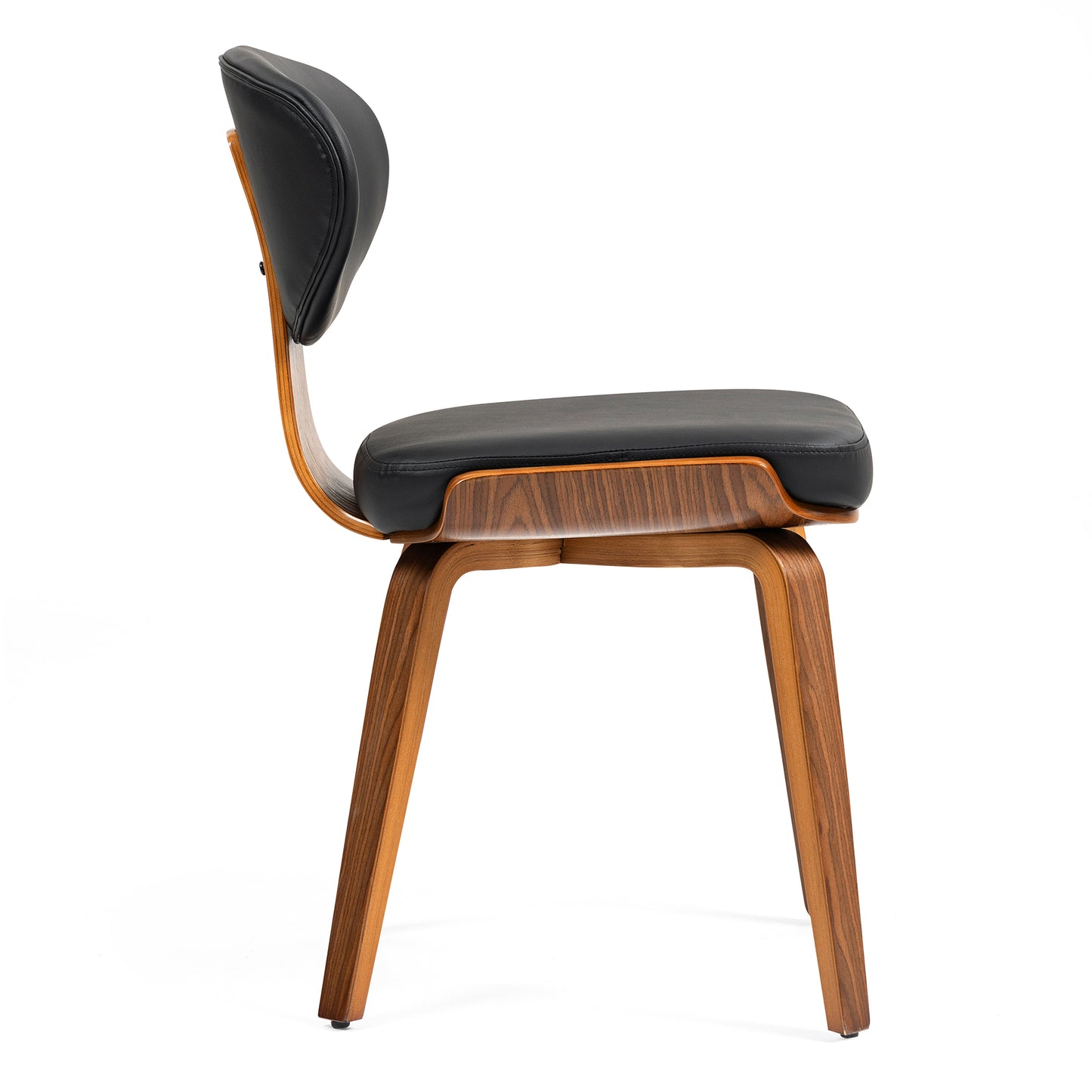 Set of 2 Bettina Black Faux Leather Dining Chair with Walnut Finish Wood Legs