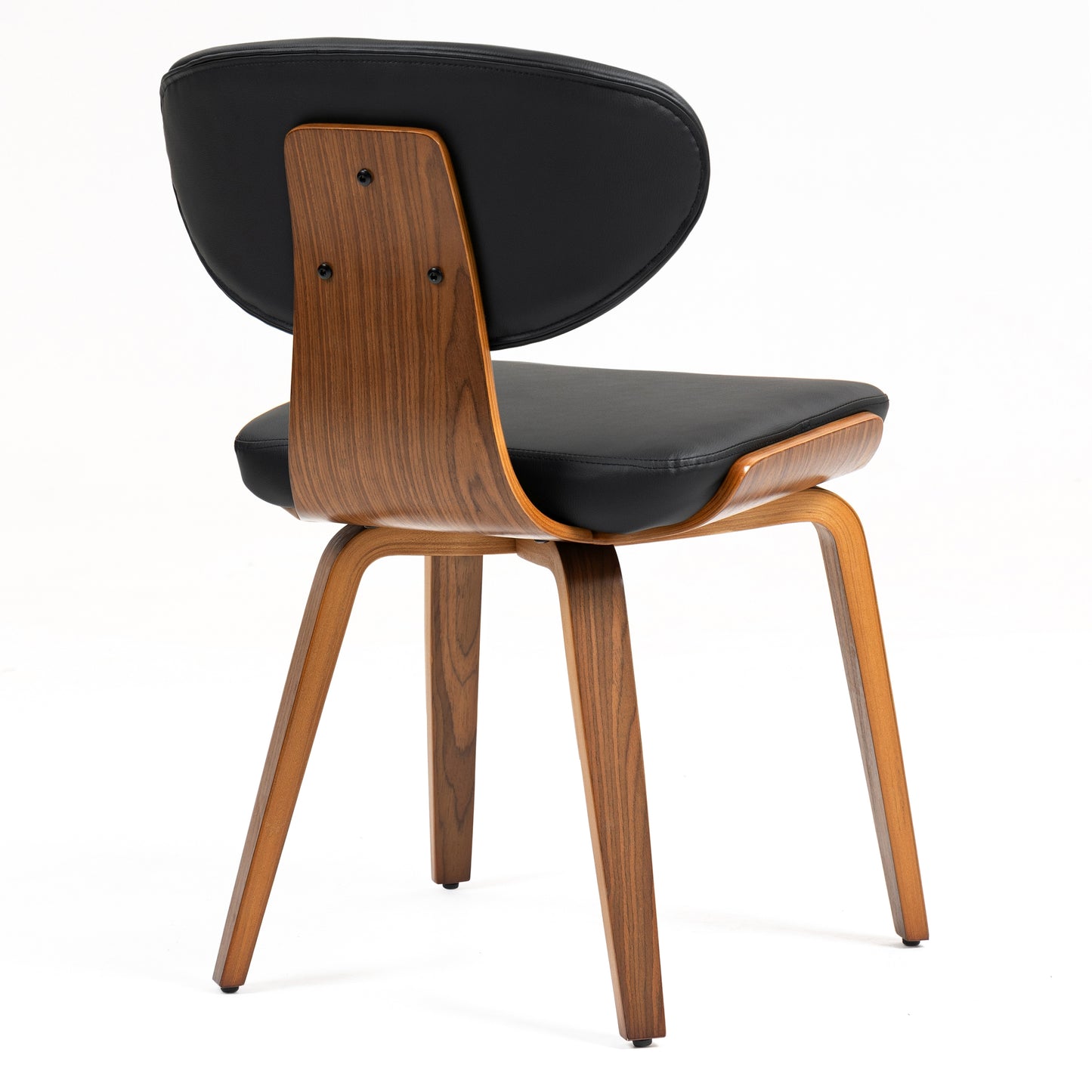 Set of 2 Bettina Black Faux Leather Dining Chair with Walnut Finish Wood Legs