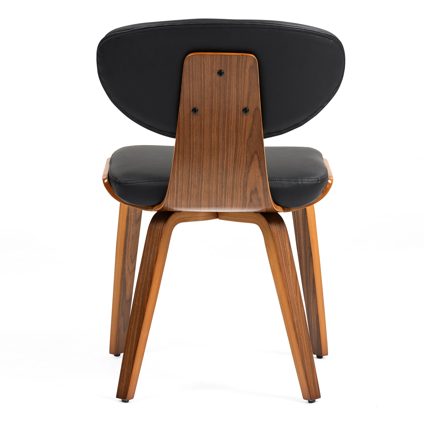 Set of 2 Bettina Black Faux Leather Dining Chair with Walnut Finish Wood Legs