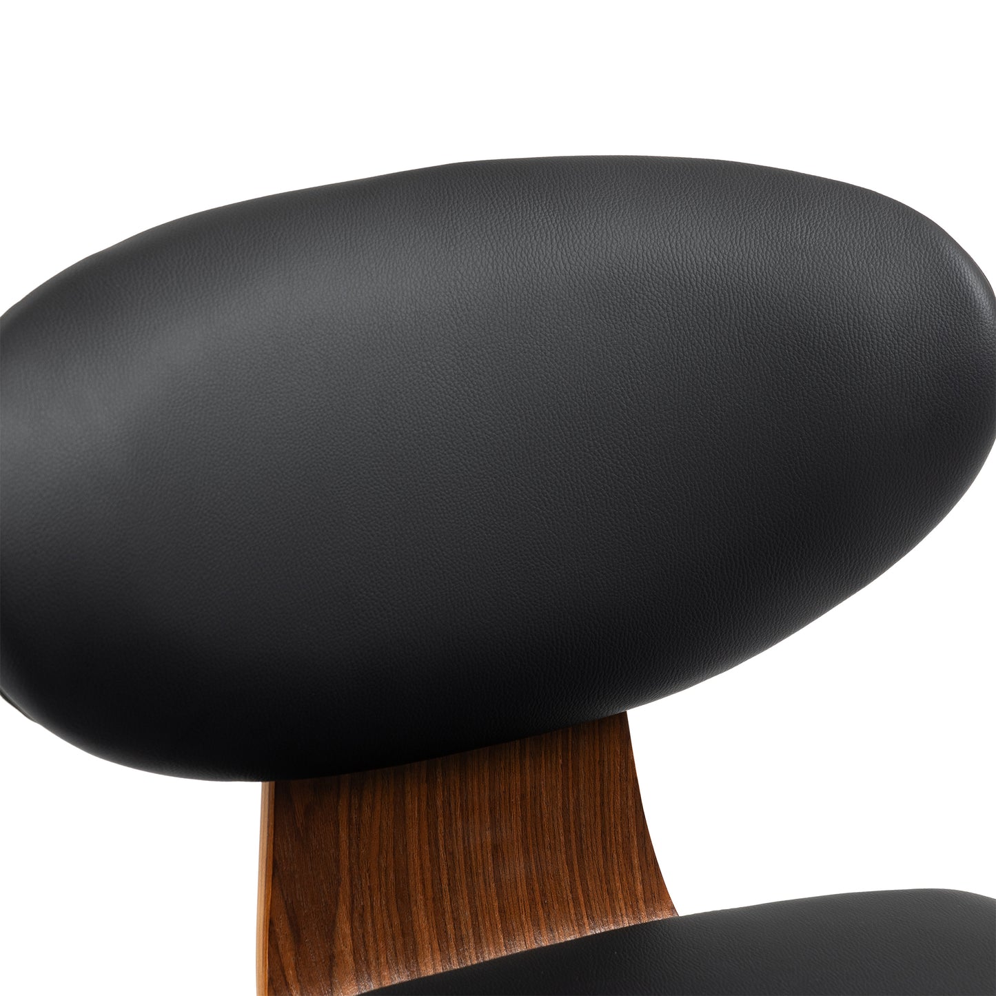 Set of 2 Bettina Black Faux Leather Dining Chair with Walnut Finish Wood Legs