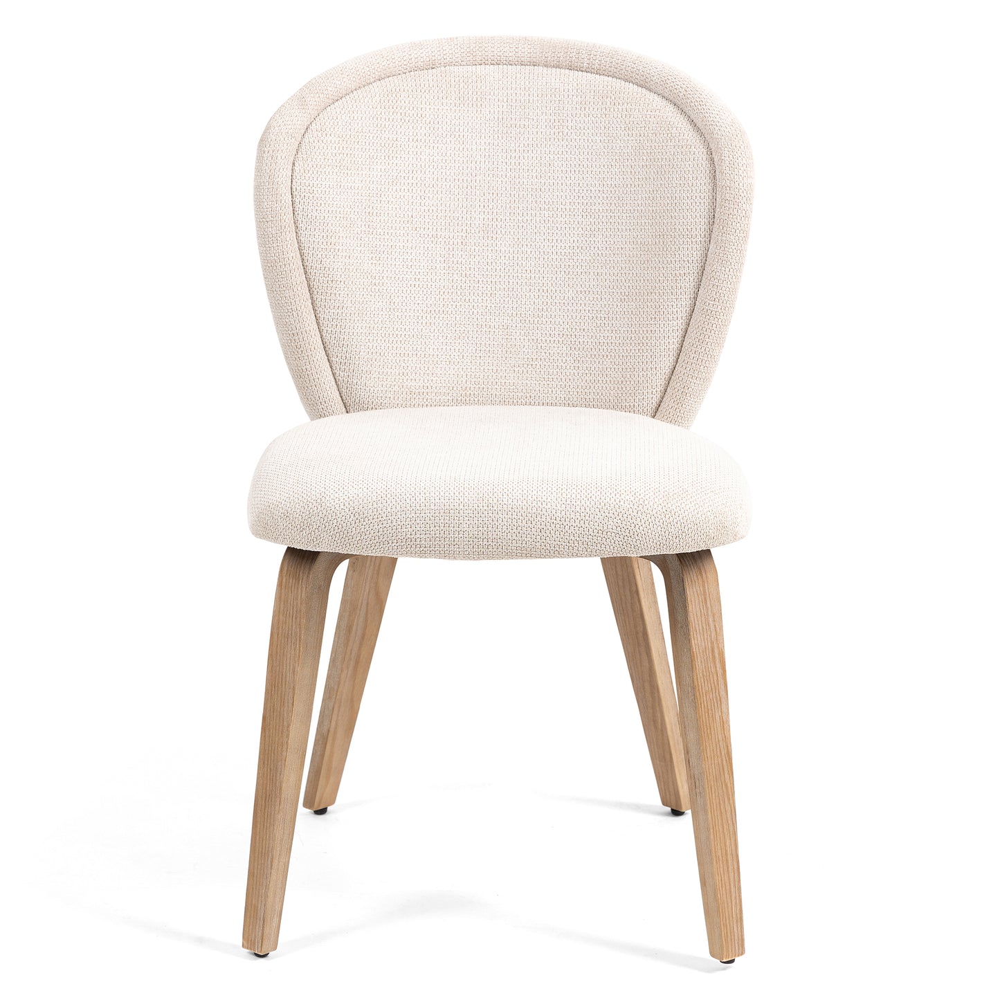 Set of 2 Bernt Beige Washed Woven Fabric Dining Chair with Natural Wood Legs