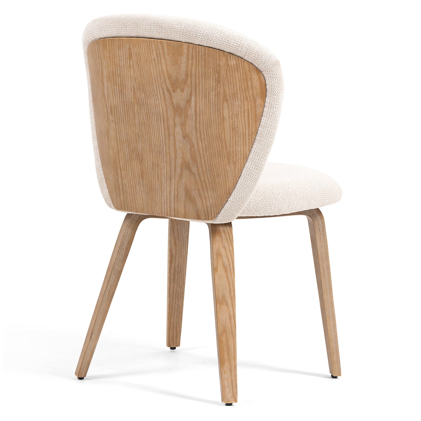 Set of 2 Bernt Beige Washed Woven Fabric Dining Chair with Natural Wood Legs