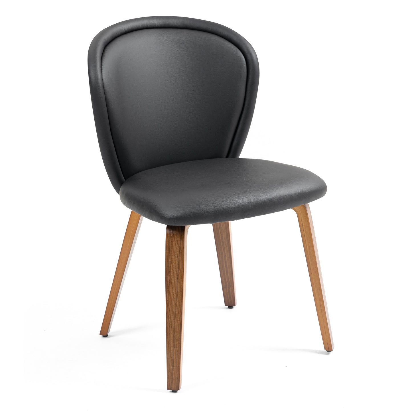 Set of 2 Bexter Black Faux Leather Dining Chair with Walnut Wood Legs