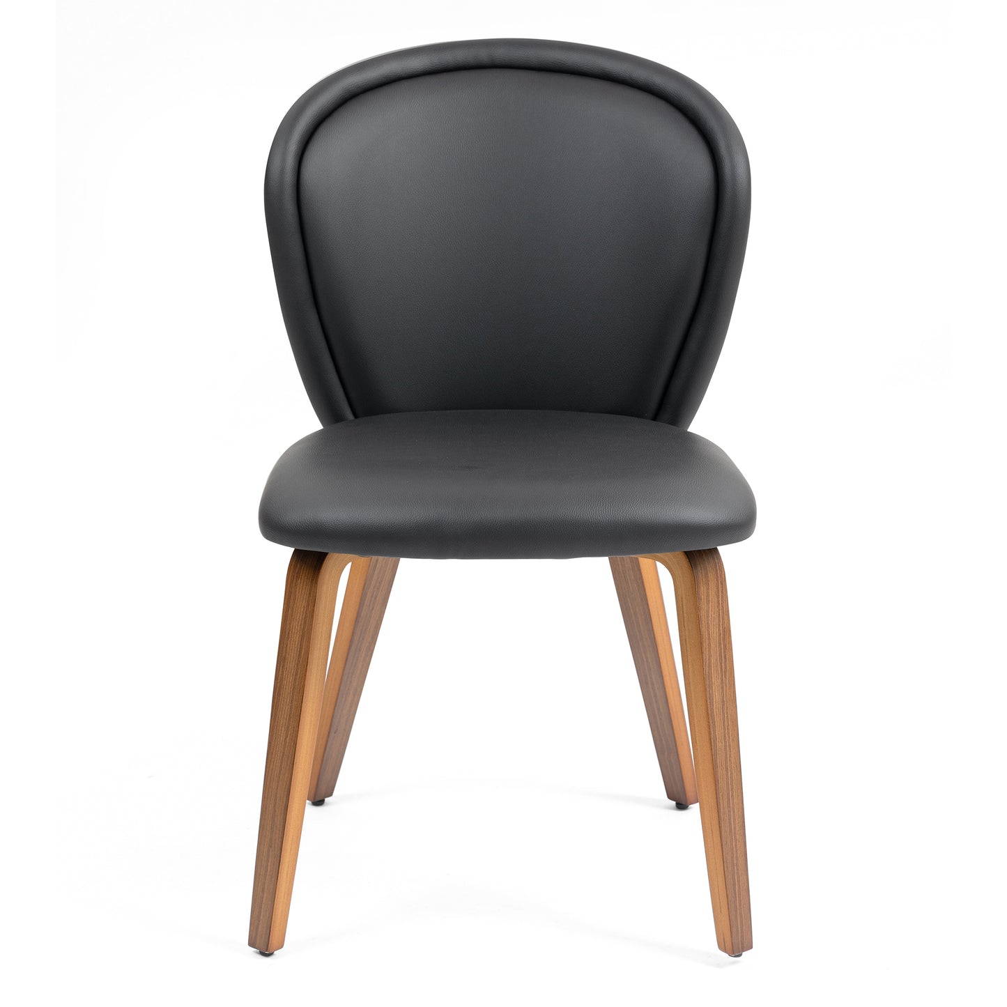 Set of 2 Bexter Black Faux Leather Dining Chair with Walnut Wood Legs