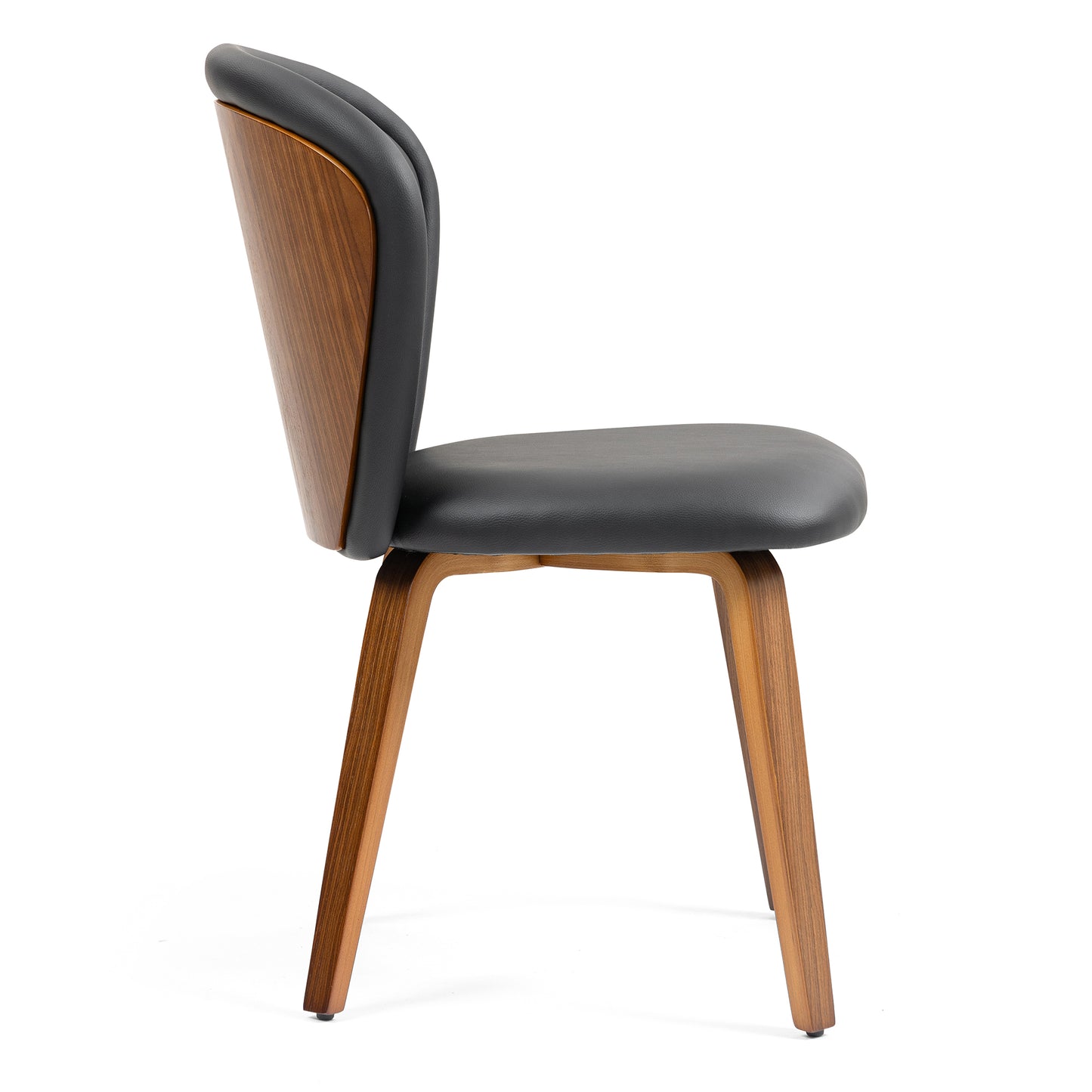 Set of 2 Bexter Black Faux Leather Dining Chair with Walnut Wood Legs