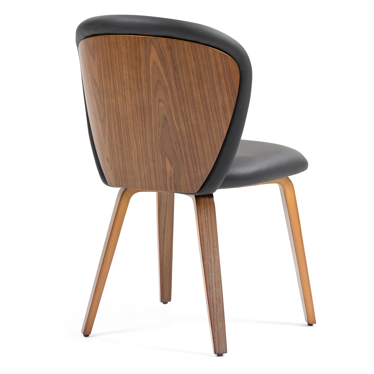 Set of 2 Bexter Black Faux Leather Dining Chair with Walnut Wood Legs