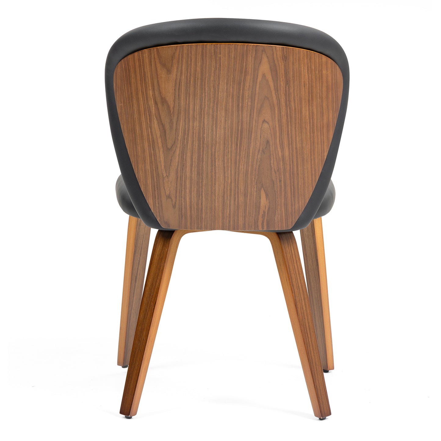 Set of 2 Bexter Black Faux Leather Dining Chair with Walnut Wood Legs