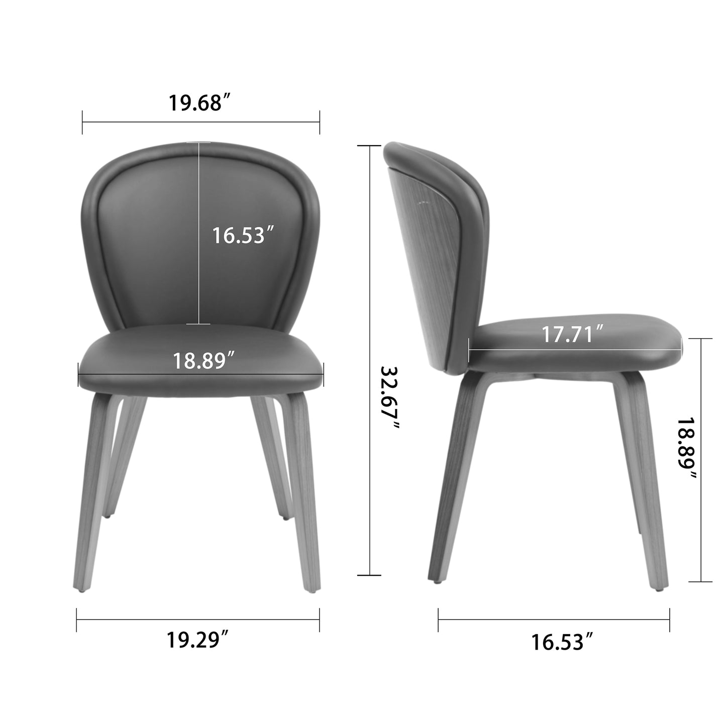 Set of 2 Bexter Black Faux Leather Dining Chair with Walnut Wood Legs