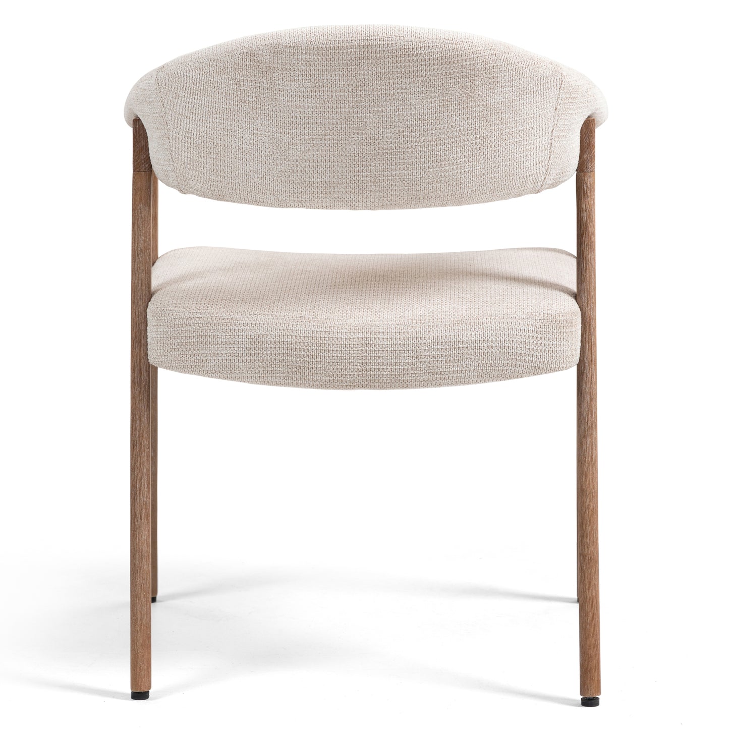 Berwyn Beige Washed Woven Fabric Dining Chair with Walnut Wood Accent Arms and Legs