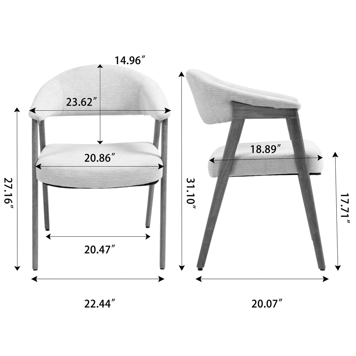 Berwyn Beige Washed Woven Fabric Dining Chair with Walnut Wood Accent Arms and Legs