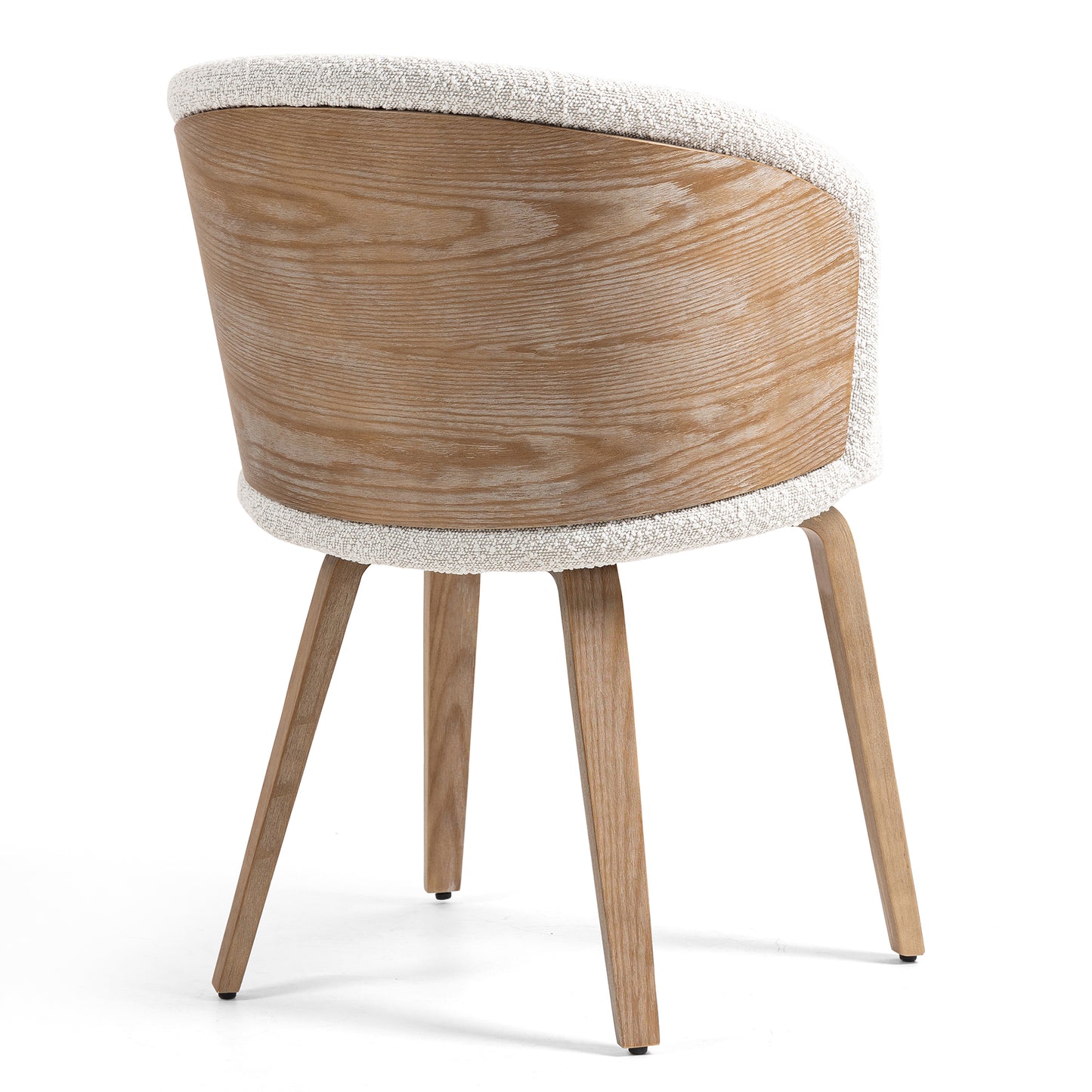 Set of 2 Beryl White Washed Boucle Fabric Dining Chair with Natural Wood Legs