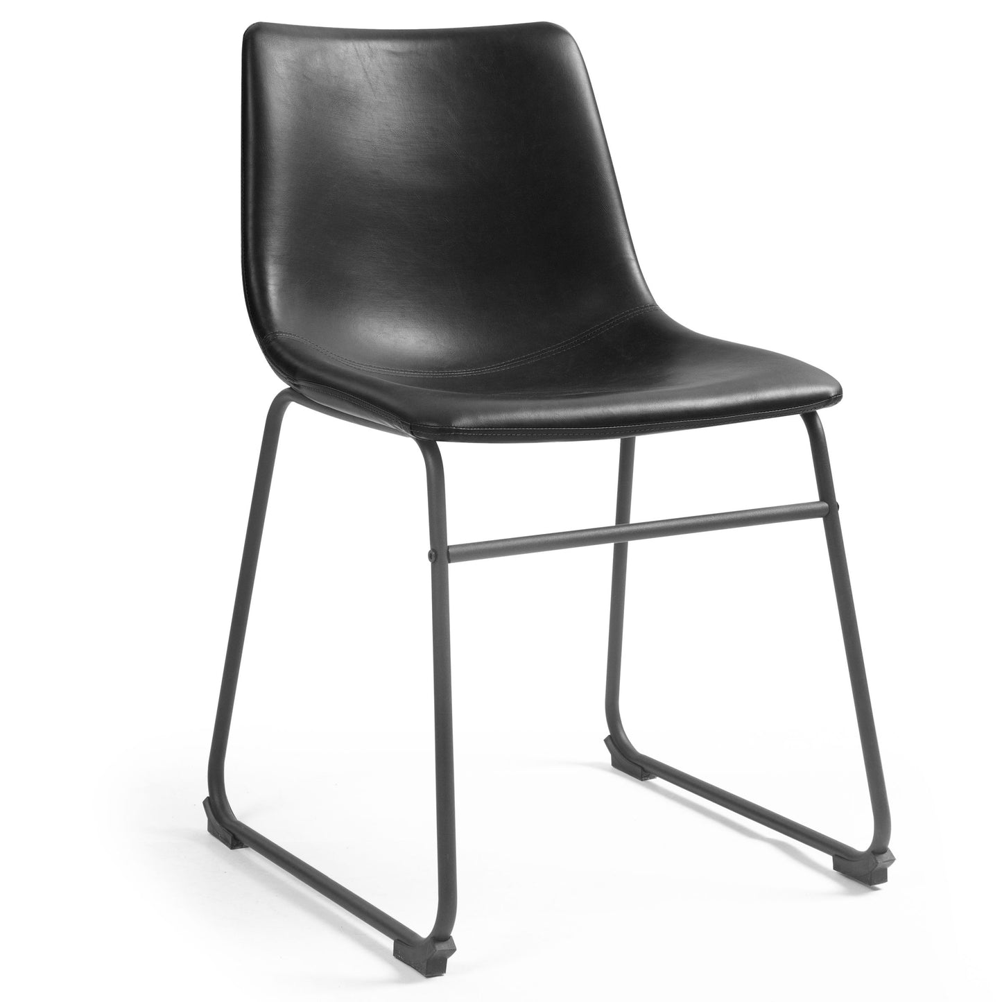 Set of 2 Adan Iron Frame Black Faux Leather Dining Chair