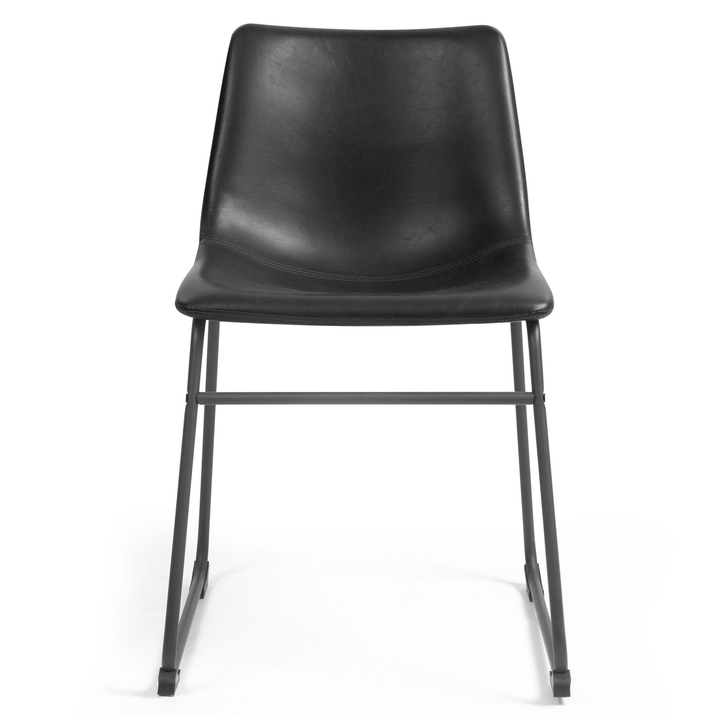 Set of 2 Adan Iron Frame Black Faux Leather Dining Chair