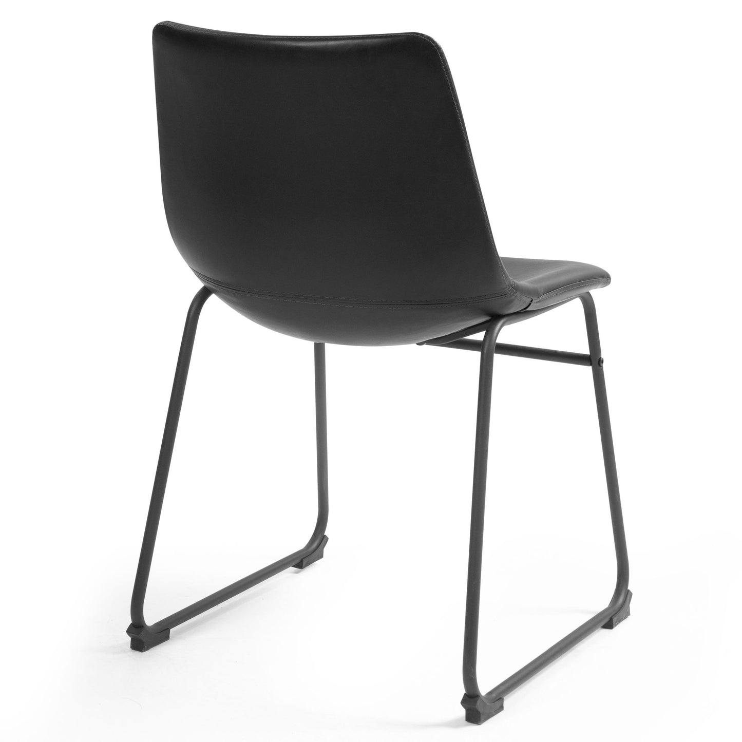 Set of 2 Adan Iron Frame Black Faux Leather Dining Chair