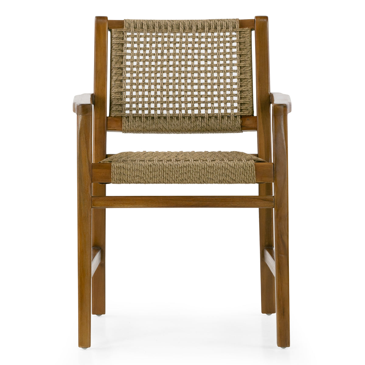 Set of 2 Blanca Brown Teakwood Indoor/Outdoor Dining Chair with Hand-Woven Synthetic Rattan Seat and Back