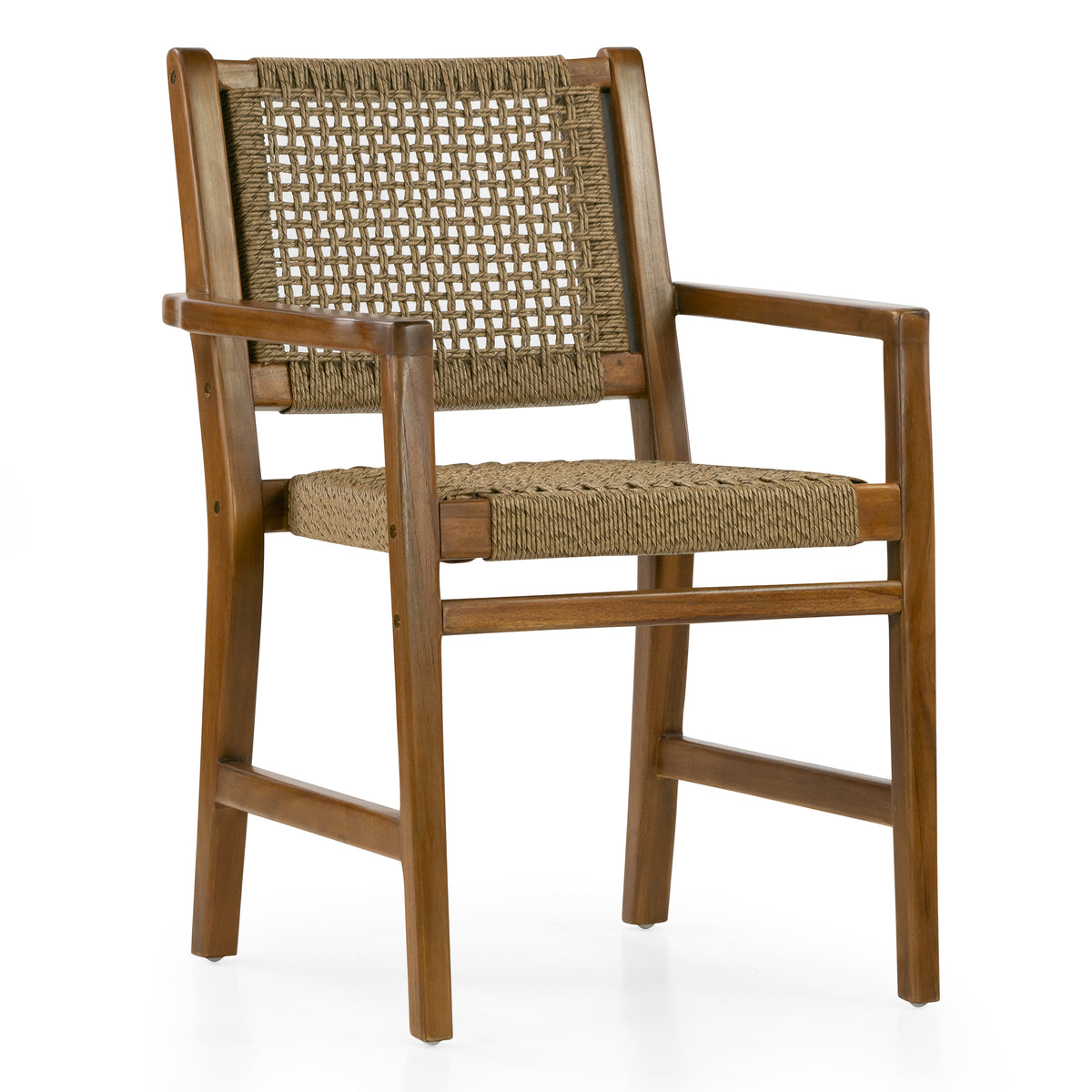 Set of 2 Blanca Brown Teakwood Indoor/Outdoor Dining Chair with Hand-Woven Synthetic Rattan Seat and Back