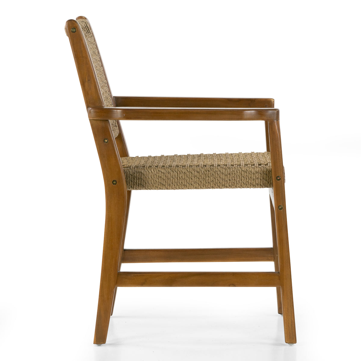 Set of 2 Blanca Brown Teakwood Indoor/Outdoor Dining Chair with Hand-Woven Synthetic Rattan Seat and Back