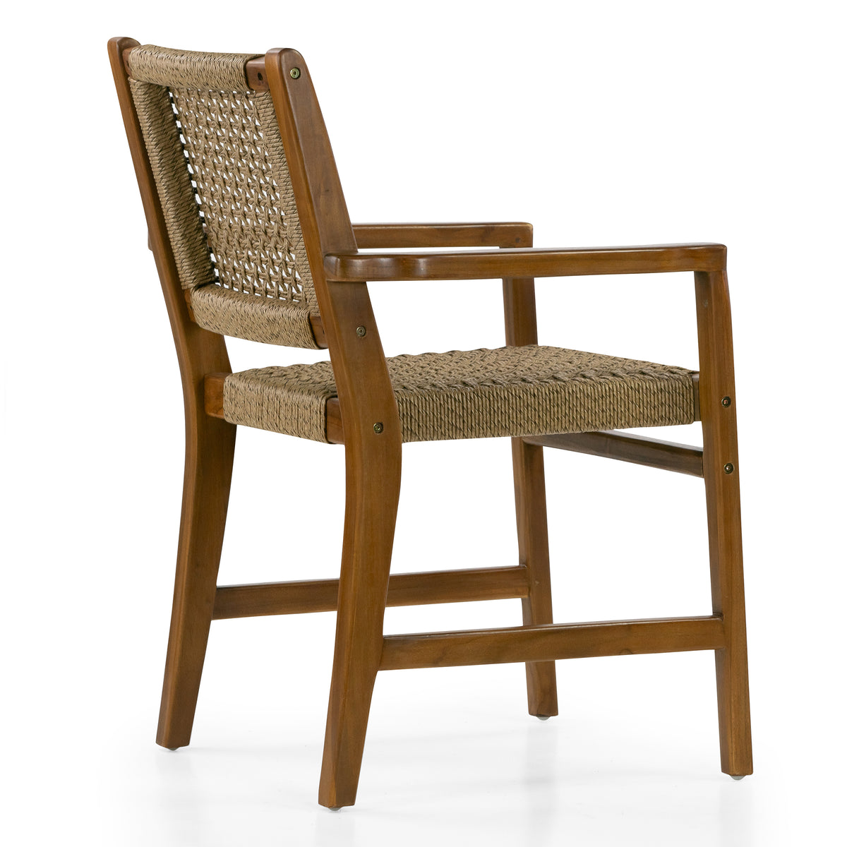 Set of 2 Blanca Brown Teakwood Indoor/Outdoor Dining Chair with Hand-Woven Synthetic Rattan Seat and Back