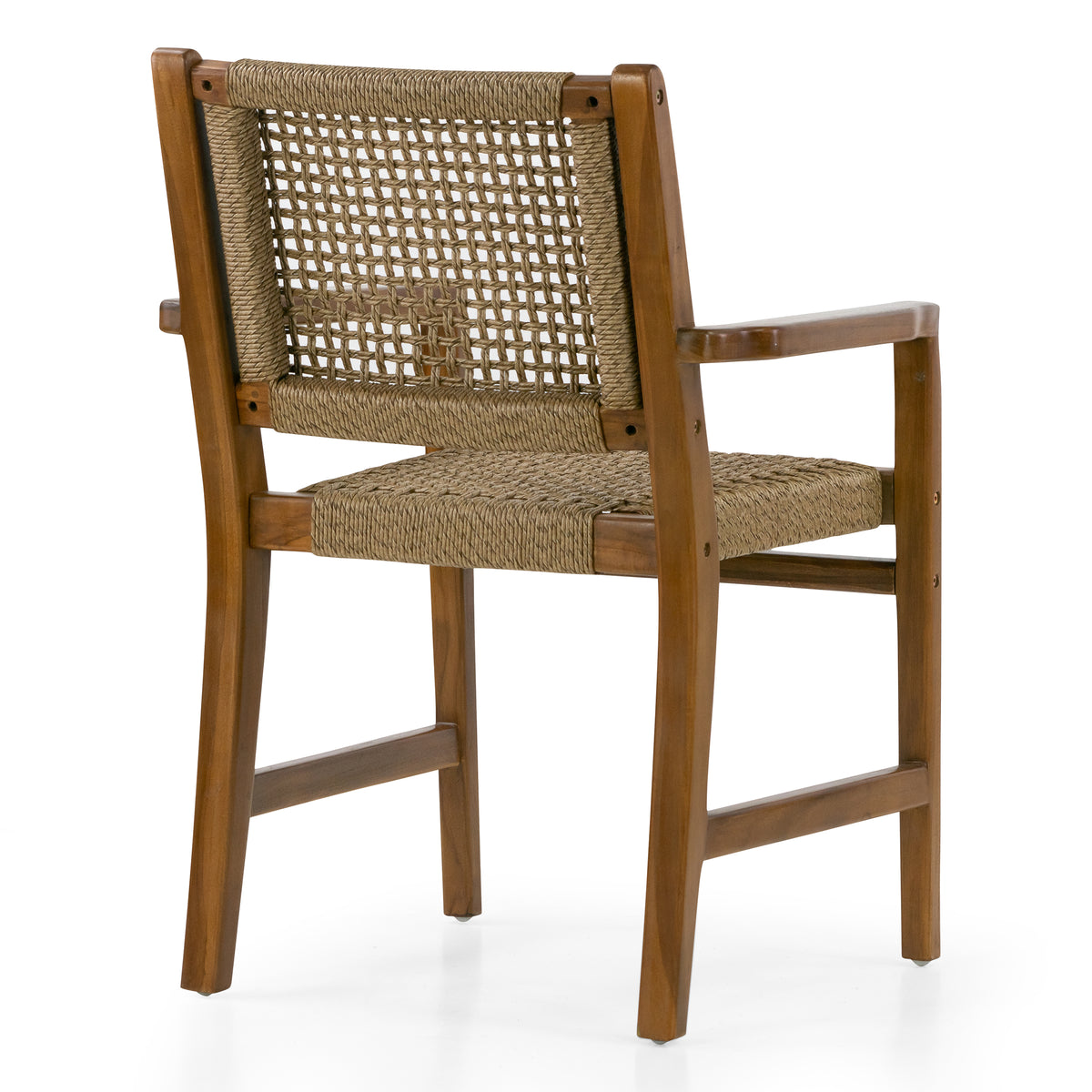 Set of 2 Blanca Brown Teakwood Indoor/Outdoor Dining Chair with Hand-Woven Synthetic Rattan Seat and Back