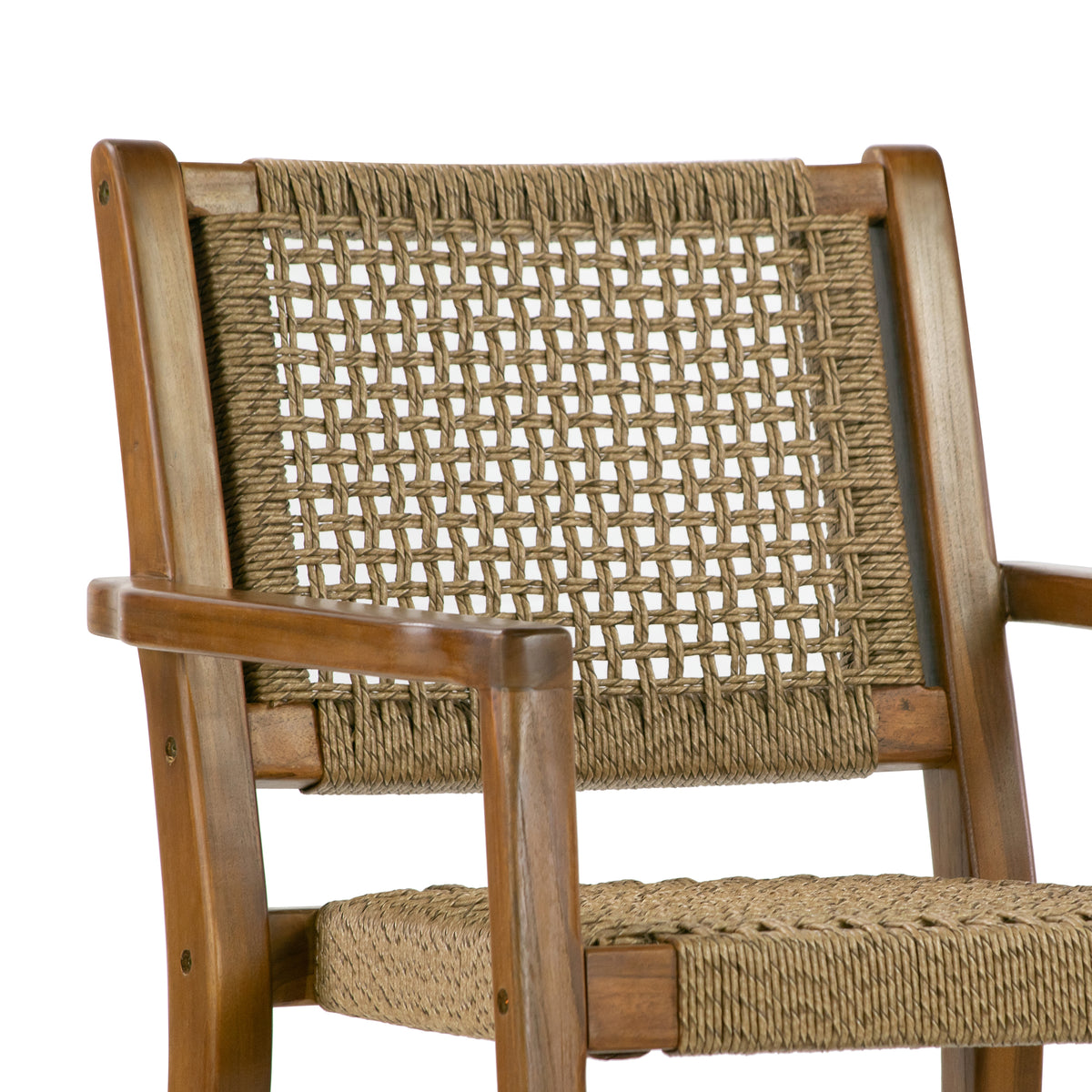 Set of 2 Blanca Brown Teakwood Indoor/Outdoor Dining Chair with Hand-Woven Synthetic Rattan Seat and Back