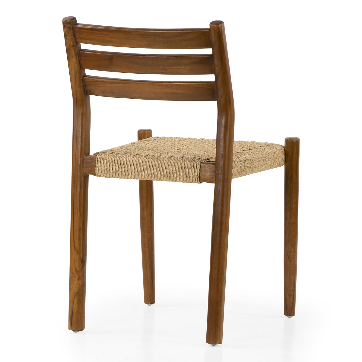 Set of 2 Bleta Brown Teakwood Indoor/Outdoor Dining Chair with Hand-Woven Seat and Slatted Back
