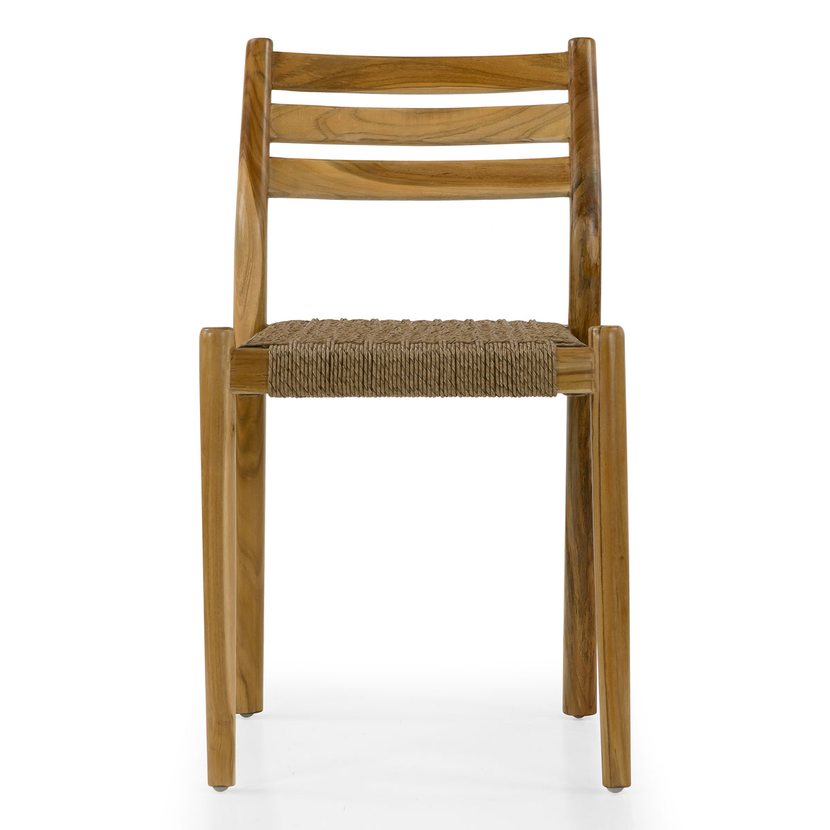 Set of 2 Bleta Light Teakwood Indoor/Outdoor Dining Chair with Hand-Woven Seat and Slatted Back
