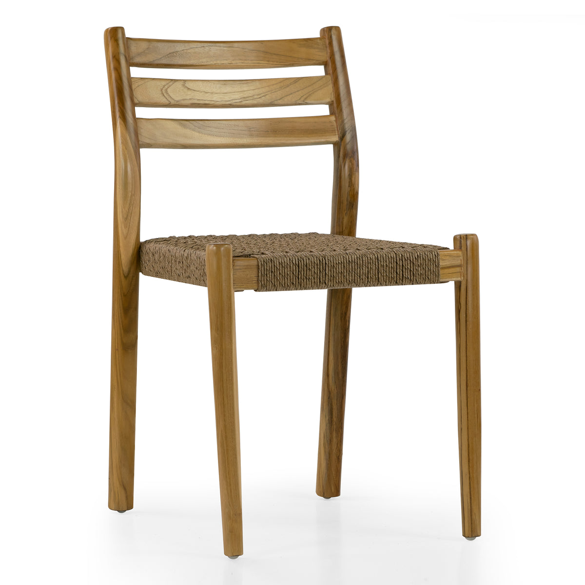 Set of 2 Bleta Light Teakwood Indoor/Outdoor Dining Chair with Hand-Woven Seat and Slatted Back