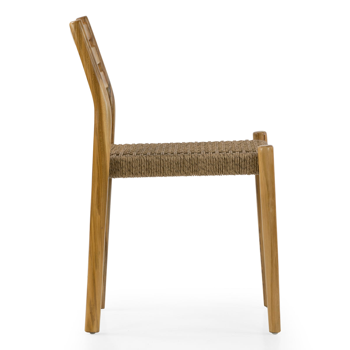 Set of 2 Bleta Light Teakwood Indoor/Outdoor Dining Chair with Hand-Woven Seat and Slatted Back