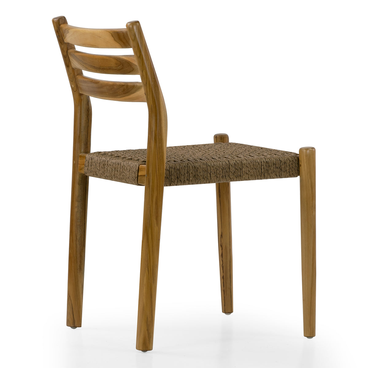 Set of 2 Bleta Light Teakwood Indoor/Outdoor Dining Chair with Hand-Woven Seat and Slatted Back