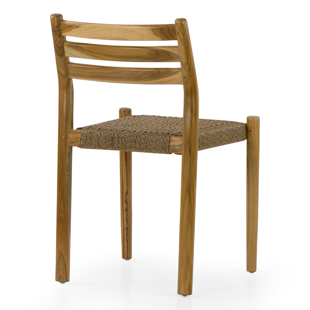 Set of 2 Bleta Light Teakwood Indoor/Outdoor Dining Chair with Hand-Woven Seat and Slatted Back