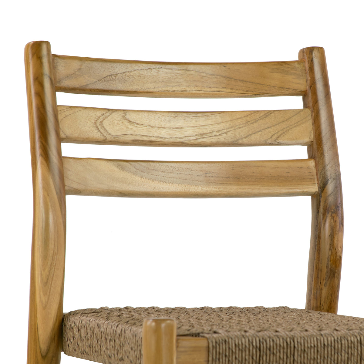 Set of 2 Bleta Light Teakwood Indoor/Outdoor Dining Chair with Hand-Woven Seat and Slatted Back