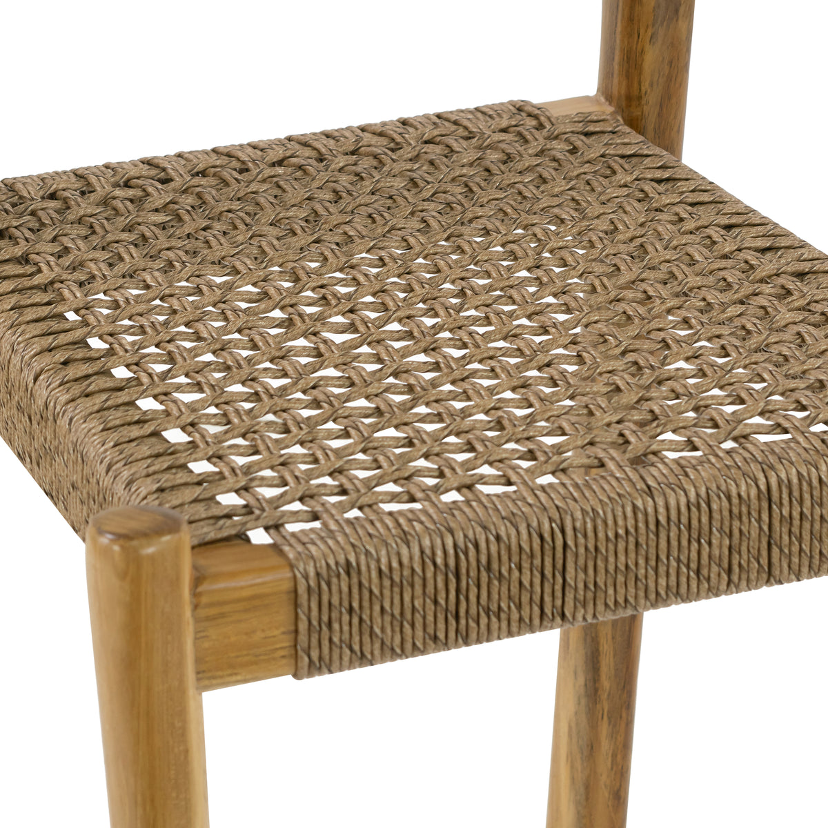 Set of 2 Bleta Light Teakwood Indoor/Outdoor Dining Chair with Hand-Woven Seat and Slatted Back